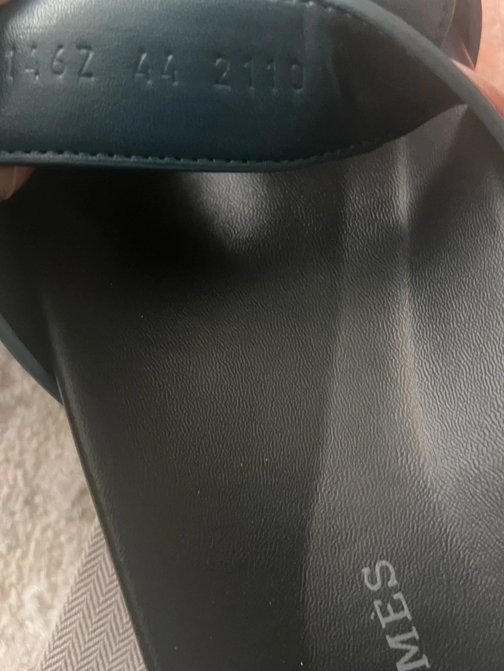 Hermes Men’s Black Oran Slide Sandals with Silver Accent